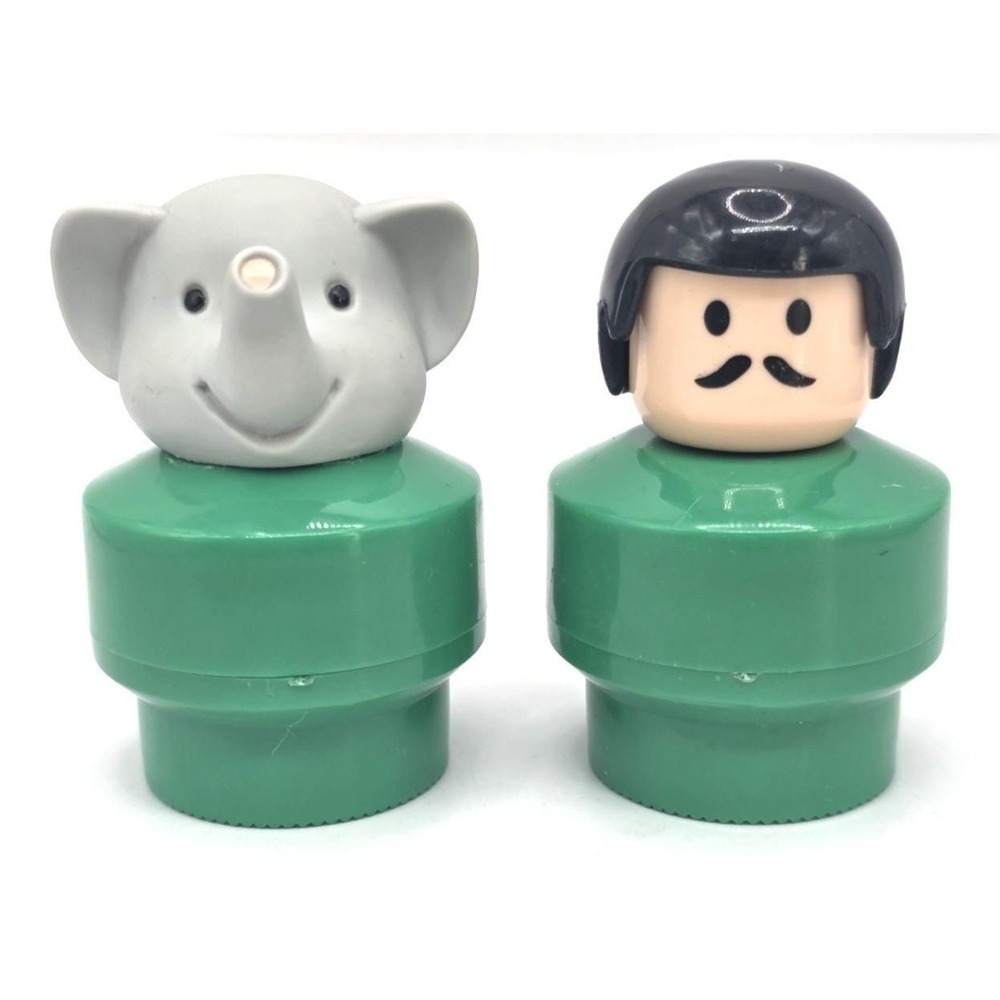 Fisher Price Little People Chunky Figures 2.5" Tall Green Man Elephant 90's VTG